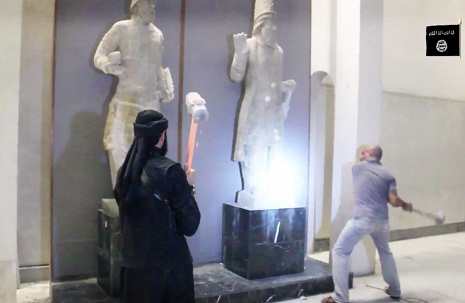 Video shows ISIS militants destroying antiquities in Iraq